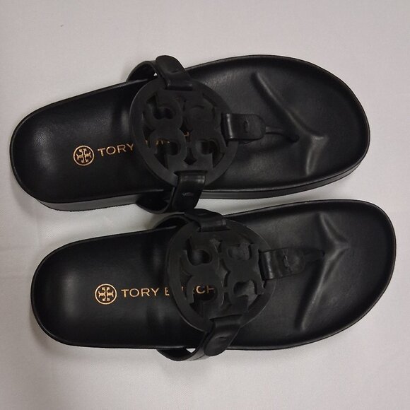 Tory Burch Women’s Miller Cloud Sandals – Perfect Black – Size 4 Medium New - Picture 4 of 10